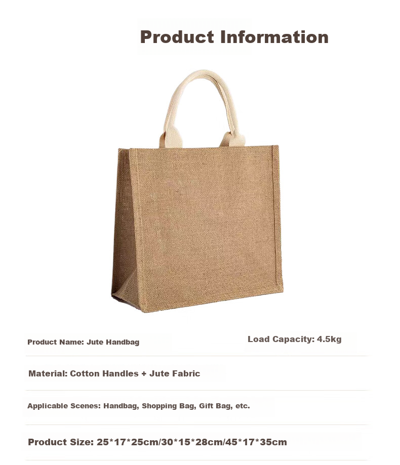 Pangdaidai Linen Canvas Tote Bag, Cotton And Linen Handbag Gift Bag Shopping Bag Waterproof Artistic Style 30*15*28cm Eco-Friendly Packaging Bag 3