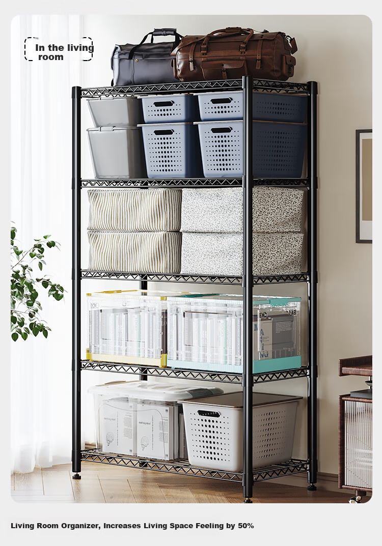 Yicainianhua Kitchen Storage Rack, Floor-Standing Balcony Organizer Shelf, Snack And Vegetable Stand [Bold Five-Tier 80cm] 2396 11