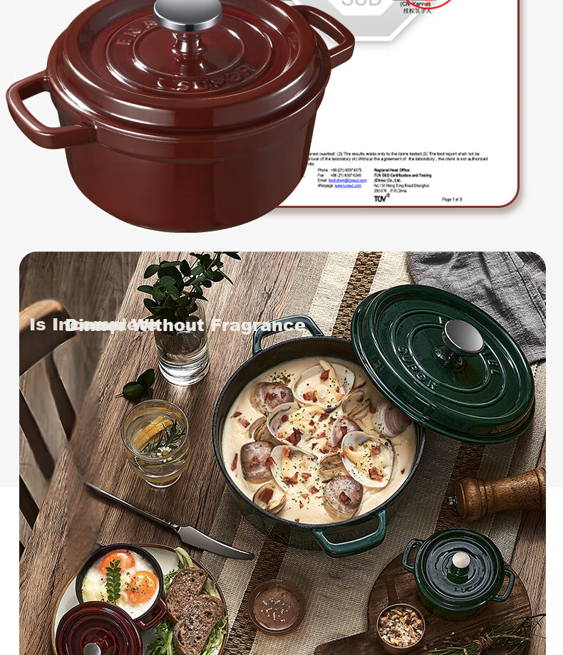 SUPOR Enameled Cast Iron Soup Pot Large Capacity Stew Pot Round Thickened Braising Cookware ET24MF01-R 13