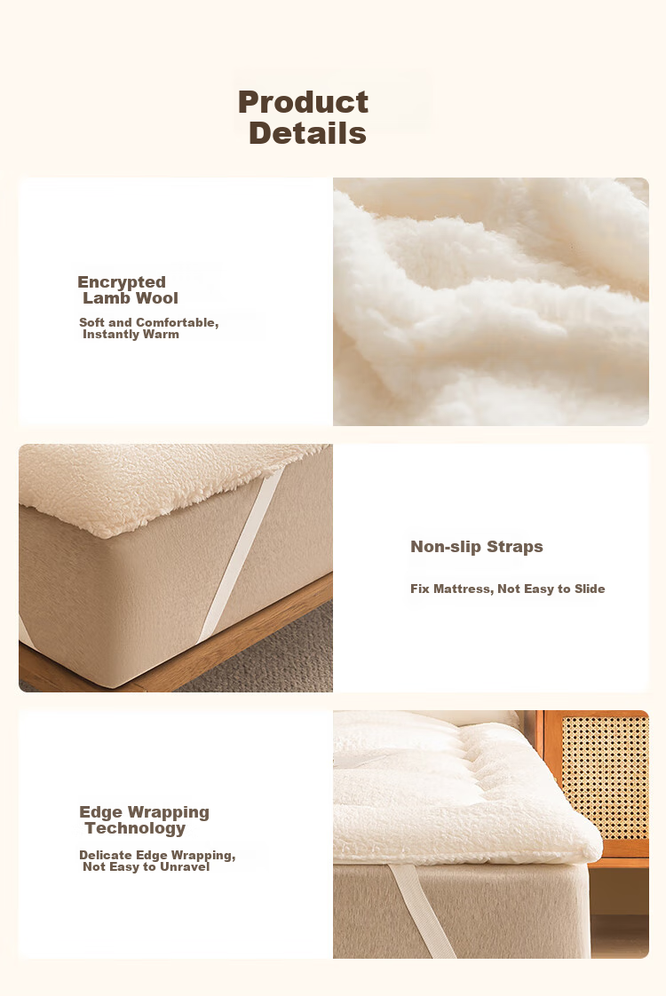 JD Original Warm Sheep Bedding, Class A Cold Winter Warm Lambswool Fabric, Thickened Dormitory Mattress Pad, 0.9x2m Warm Brow 15