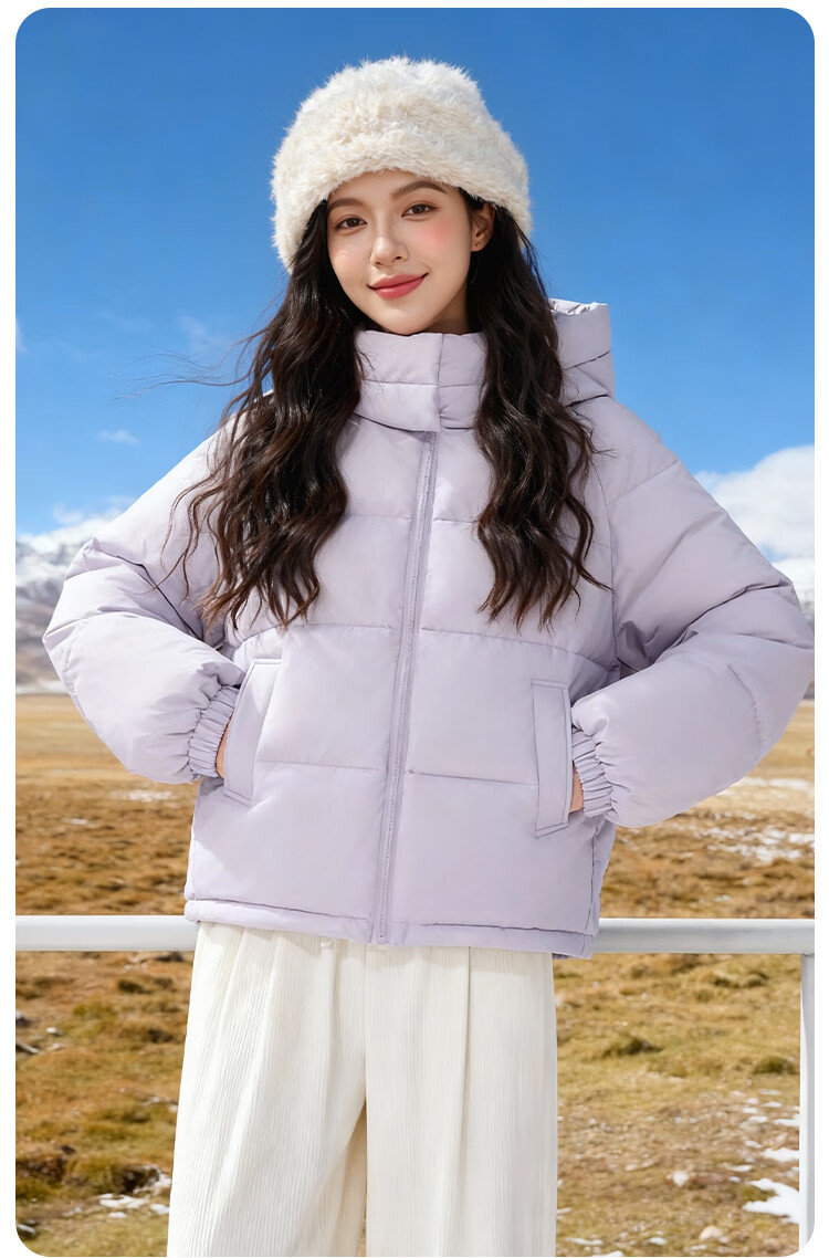 Baleno Women's Hooded Cotton Padded Jacket 2026 Winter Thickened Warm Casual Fashion Commuter Petite Outfit Coat 10