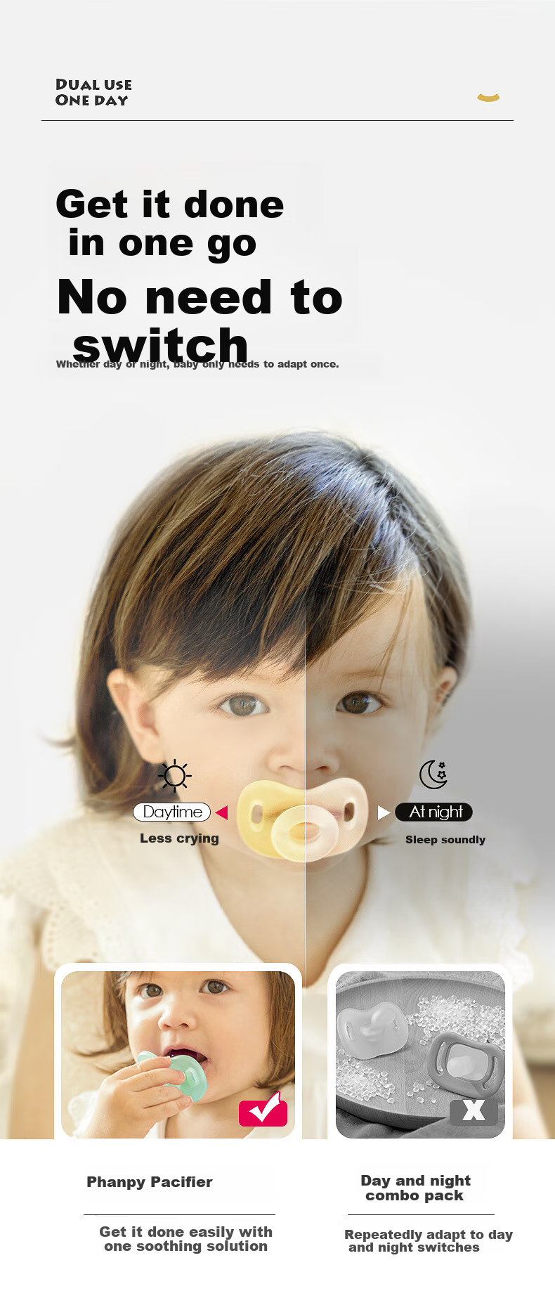 Xiaoyaxiang Pacifier, Silicone Ultra-Soft, for Newborns 6 Months And Above, Sleep Aid, Anti-Colic (Flat Head), with Storage Box 11