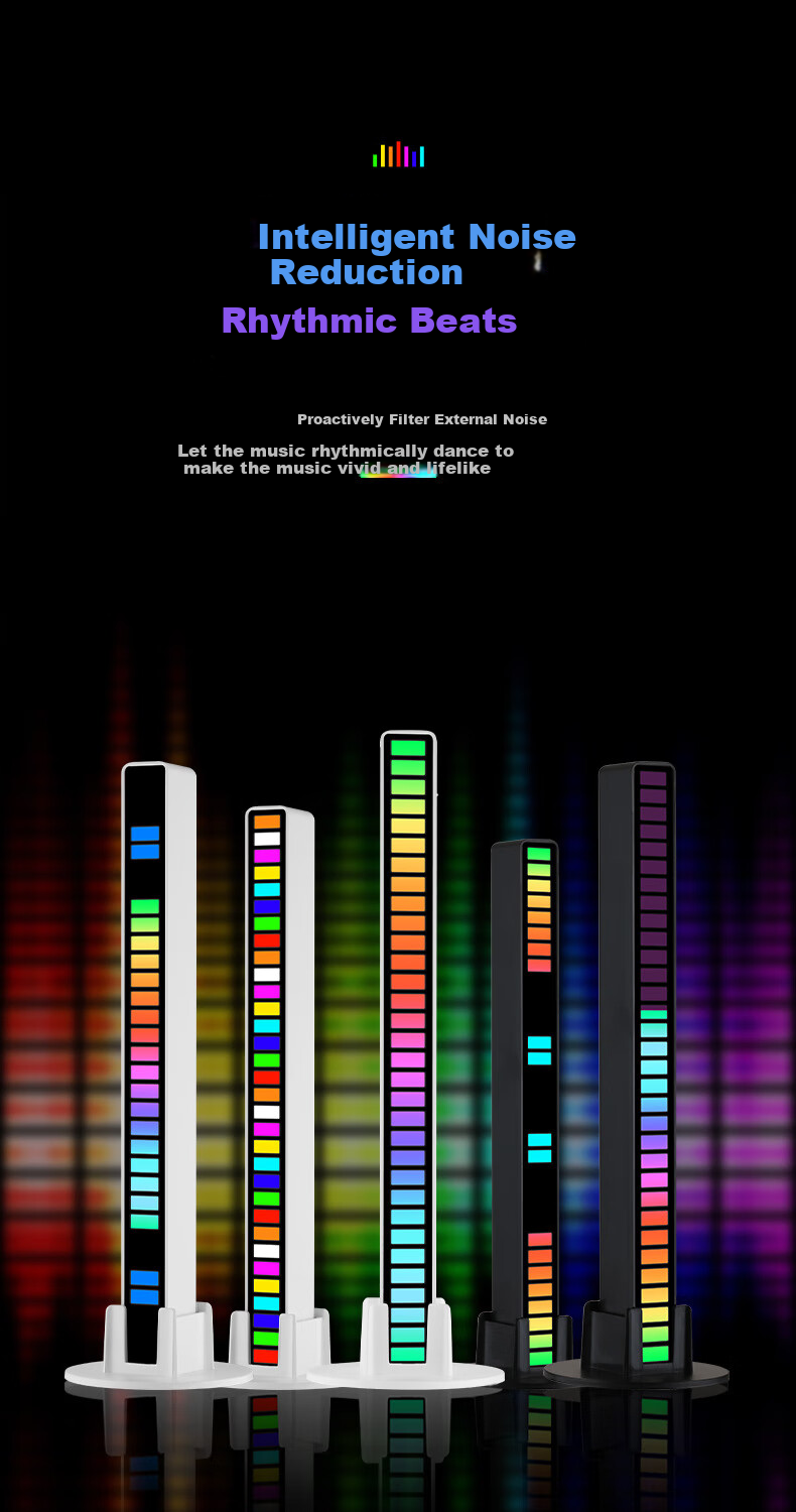Dijialun Car Interior Ambient Light RGB Sound-Picking Car Audio-Controlled Music Rhythm Light Computer Desktop Decoration, White 9