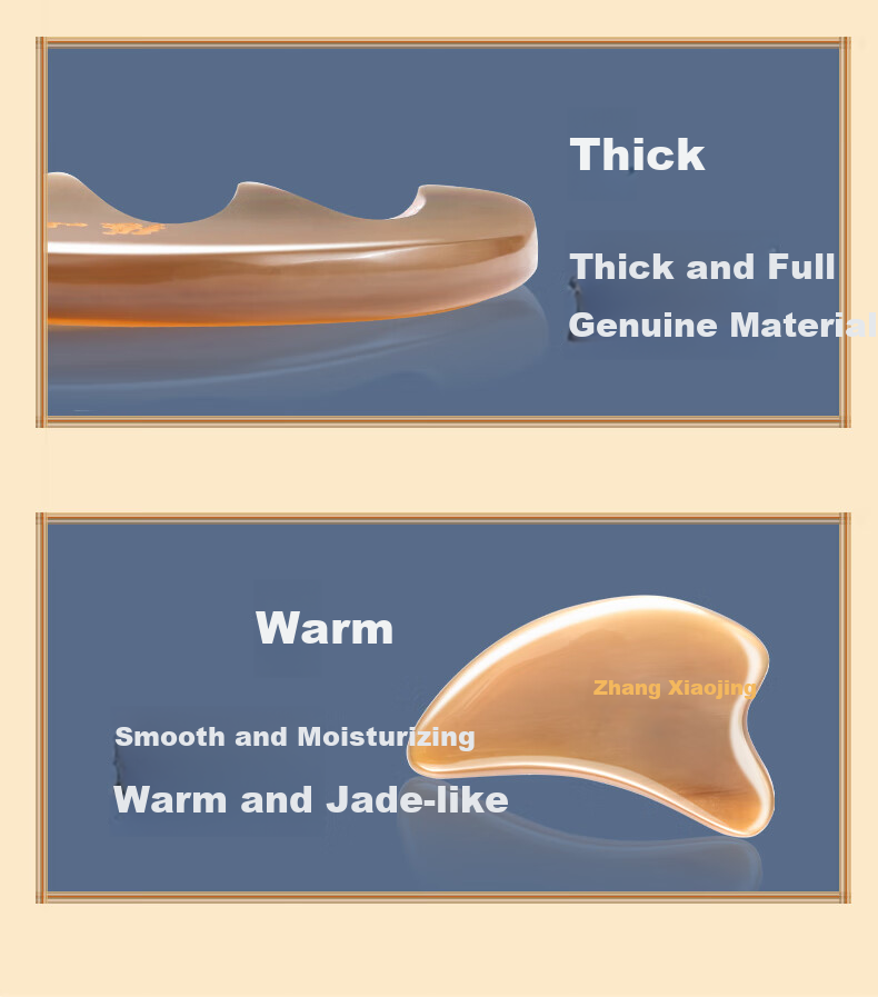 Zhangxiaoquan Ox Horn Gua Sha Board, Facial Gua Sha Lifting Massage Beauty Tool, 6MM Ruyi Series, Home Face Lifting Device 6