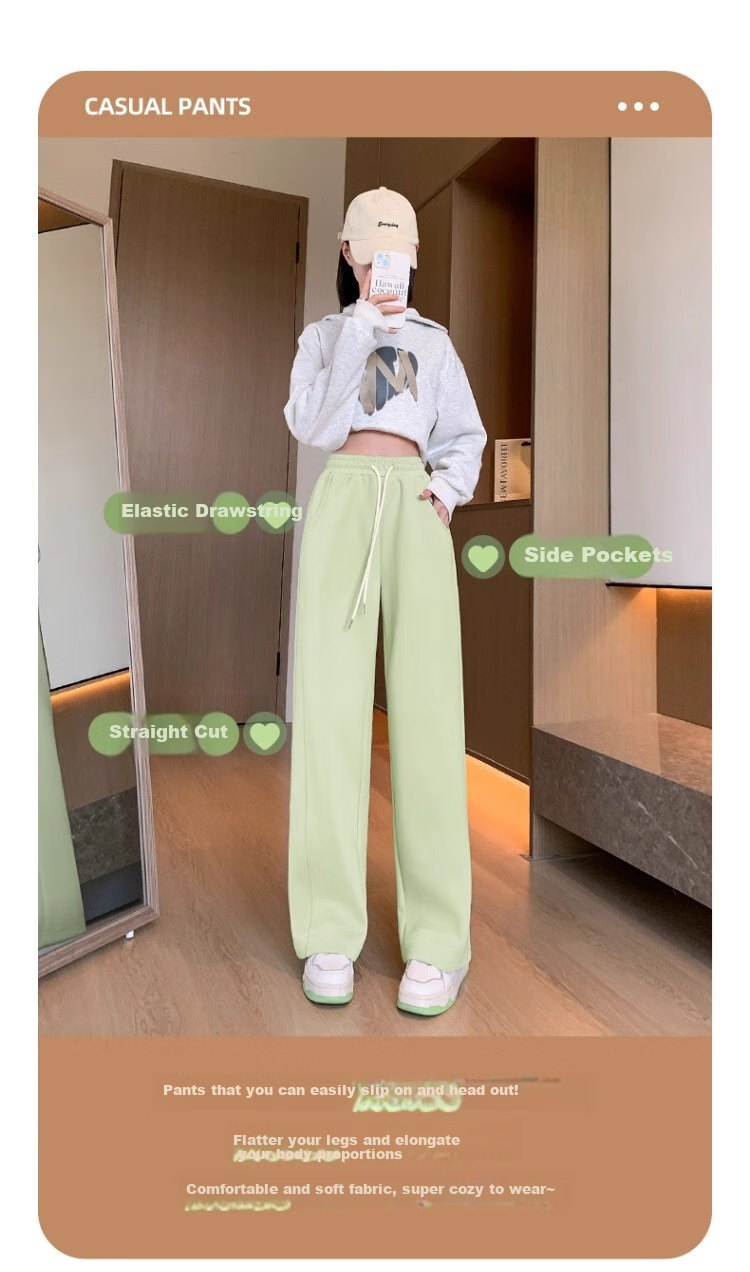 Huili Black Pants for Women, 2026 New Spring And Autumn Style, Loose-Fitting Sweatpants, Slimming Casual Pants, Wide-Leg Straight Trousers for Petite Figures 2