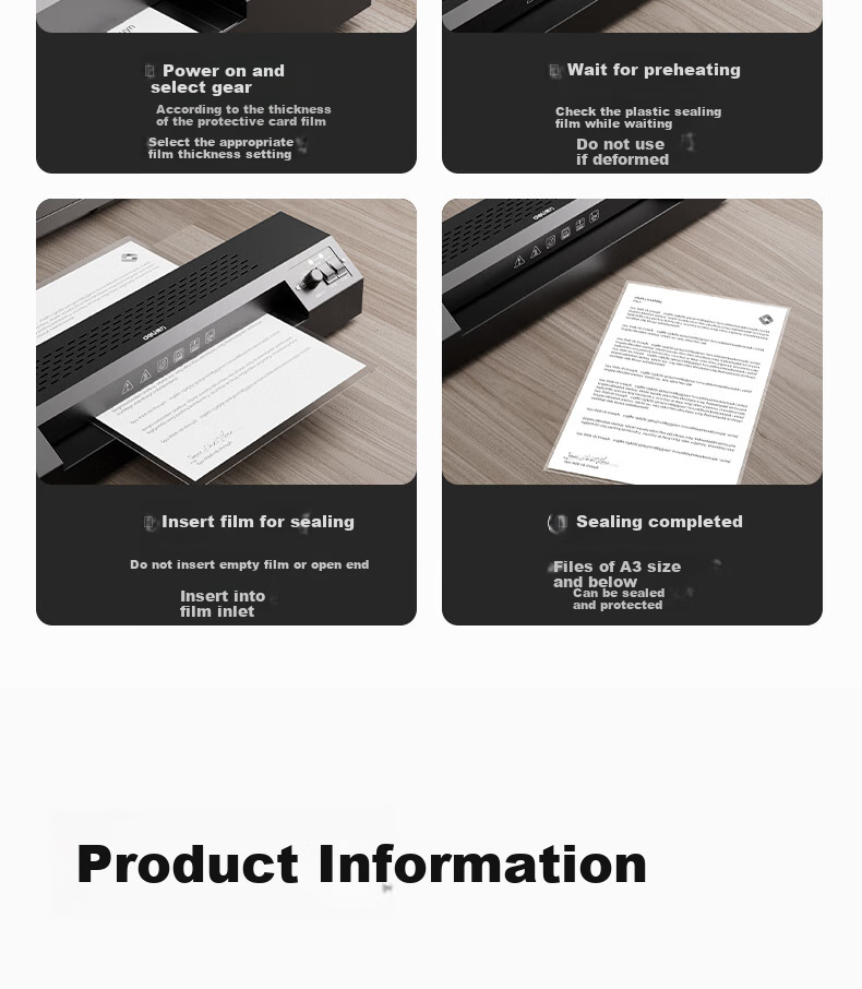 Deli A3/A4 Photo Laminator for Home And Office Use, Compatible with A3 And Smaller Laminating Pouches, Commercial Photo Laminating Machine, All-Metal Body GQ191 14