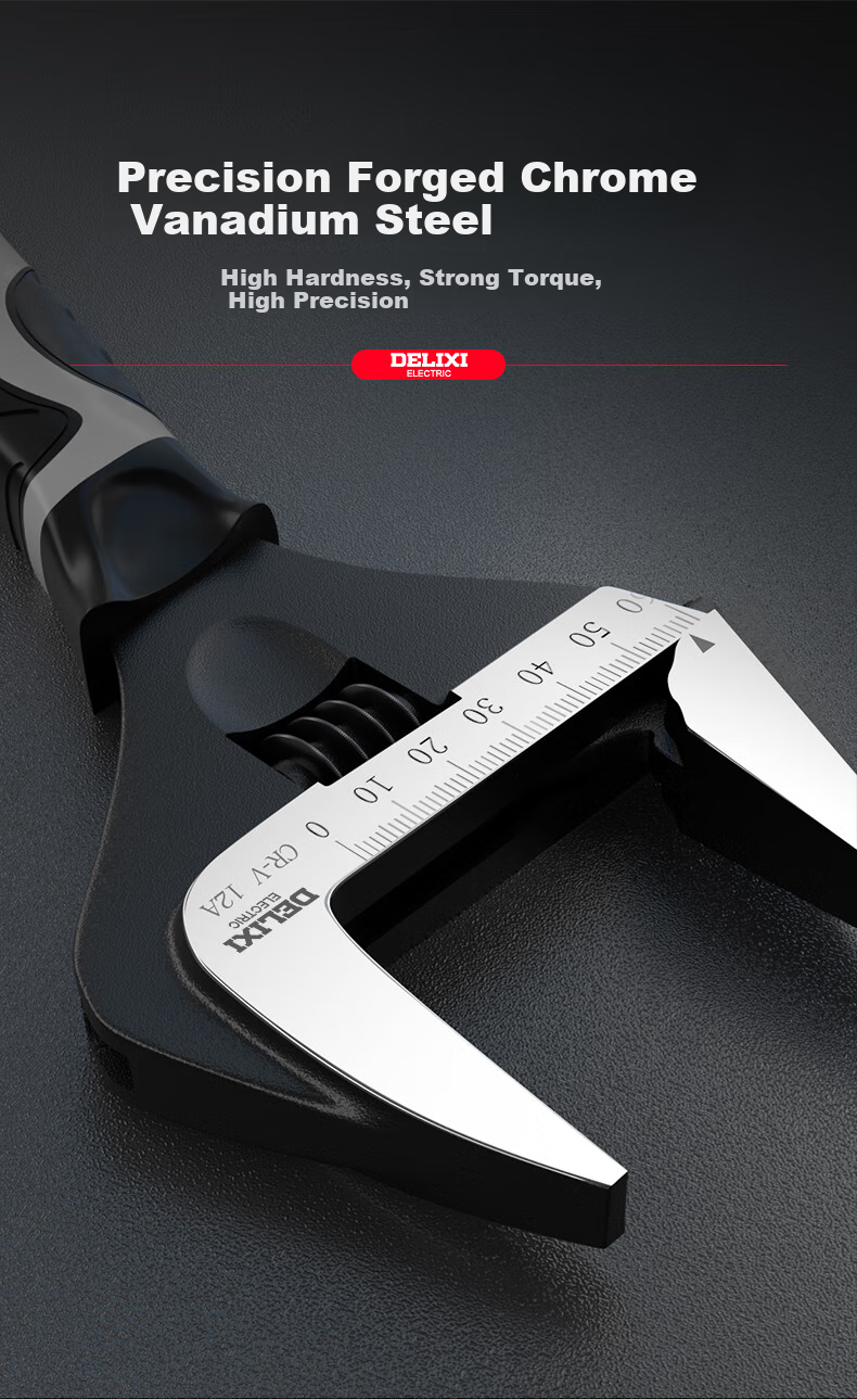 DELIXI Wide-Mouth Adjustable Wrench, Short Handle Adjustable Spanner, Multi-Functional Plumbing Wrench Tool 3