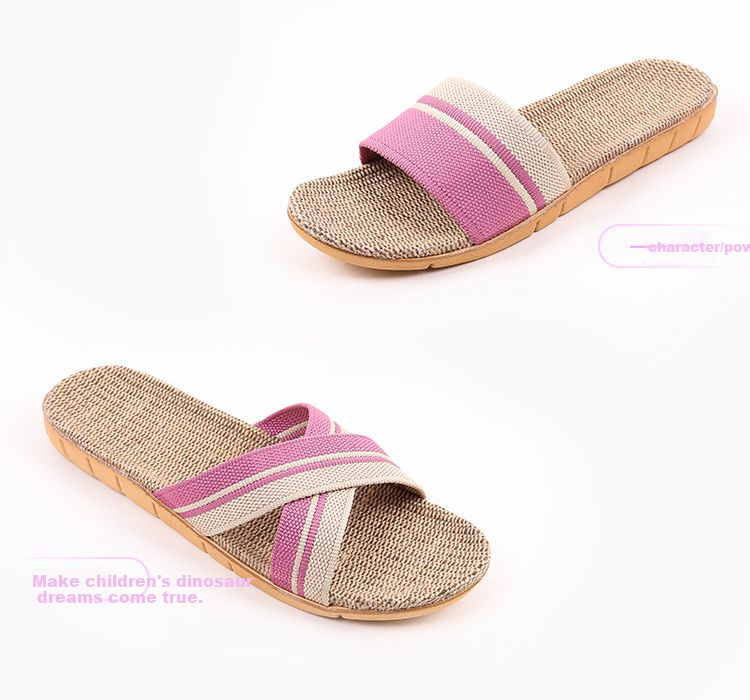 Huili Linen Slippers for Men And Women, Casual Sweat-Absorbing Dry Comfortable Wear-Resistant Floor Slippers HL2187 Pink Size 35-36 6