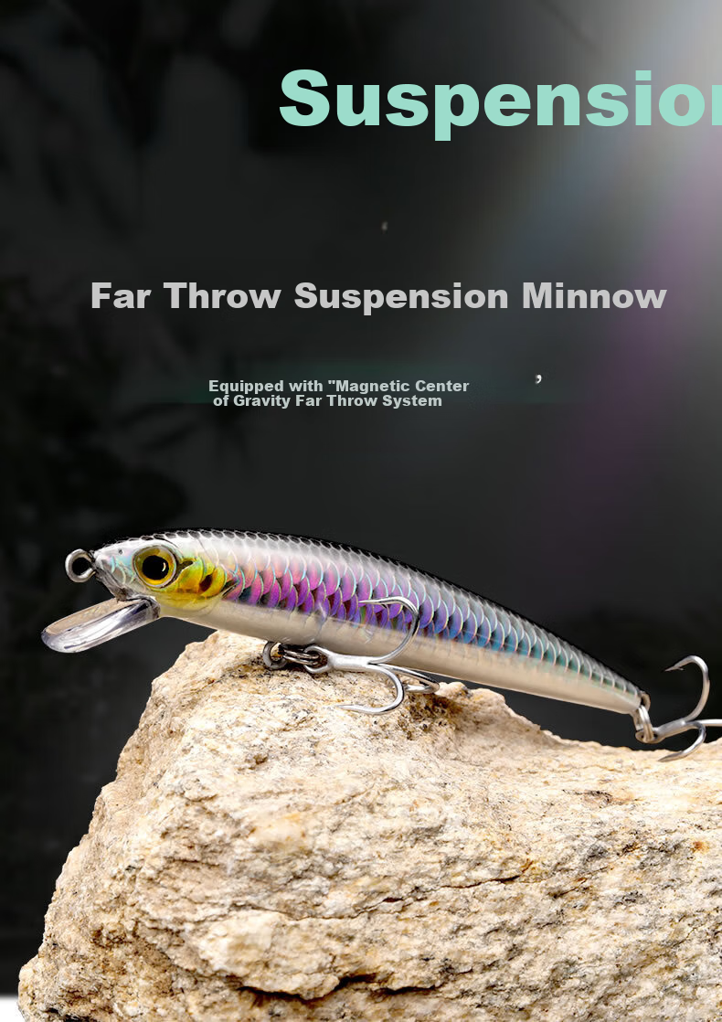 Guowangliya Lure, Suspended Shadow Hovering Minnow Long-Casting Lure, Topmouth Culter Bait, 6.5g-80mm LN06 1