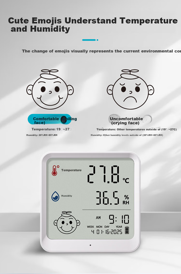 Aikesi Indoor Electronic Thermometer And Hygrometer, Home Use, High Precision, Large Screen, Wall-Mounted Or Freestanding, Dual-Use Clock, Digital Display Temperature And Humidity Meter, Green Model 10
