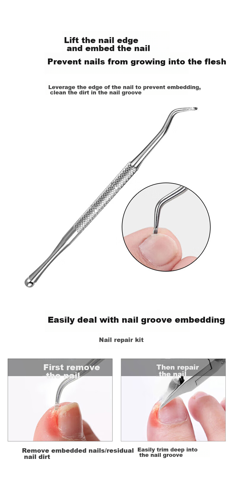 Baoshi Ingrown Toenail Specialized Nail Clipper, Eagle Beak Nail Nipper, Pedicure Knife Set, Stainless Steel Nail File 7