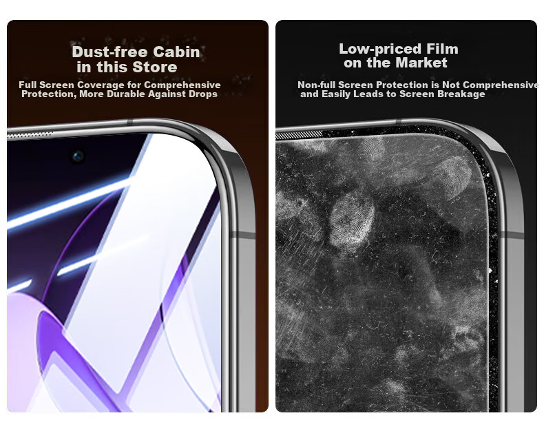 Baozou [No Dust Warehouse 2 Pieces - Replacement Guaranteed] Tempered Glass Screen Protector for OPPO Find X8s, Full Screen HD Anti-Fingerprint Protective Film 7
