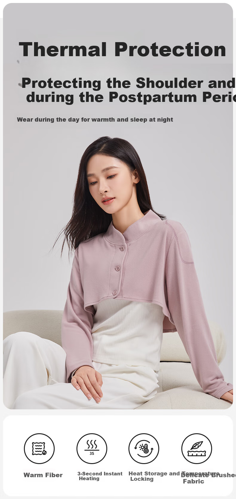 Shiyuejiejing Maternity Vest for Autumn And Winter, Postpartum Warm Sleepwear, Shoulder And Neck Protection, Nursing Shawl, Twilight Purple, Size L 2