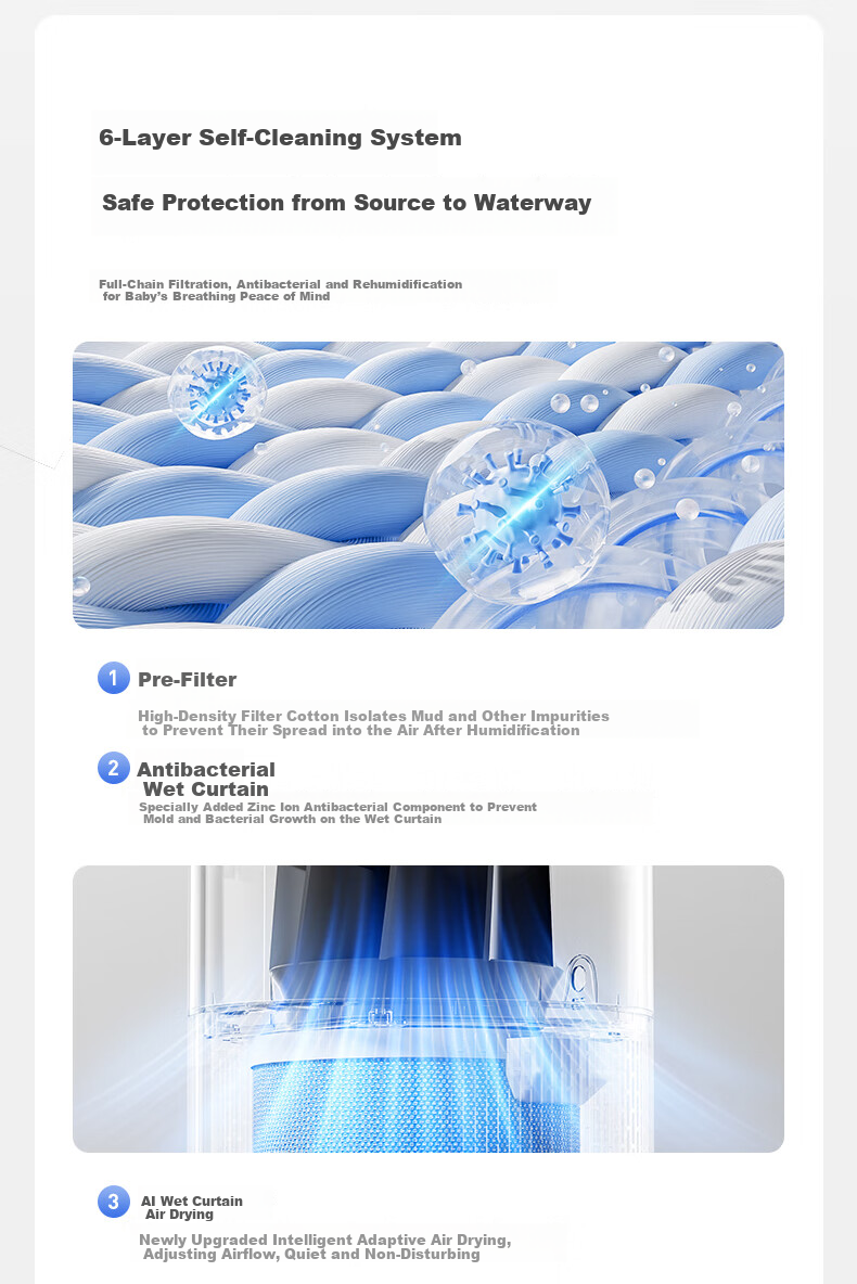 Midea [Xiaolanjing PRO] Price Protection, 618 Non-Water Evaporating Air Humidifier, for Pregnant Women And Infants, Floor-Standing, Bedroom Use, Quiet, Antibacterial, Gift, SZK-1Y80pro HarmonyOS Smart Connectio 4