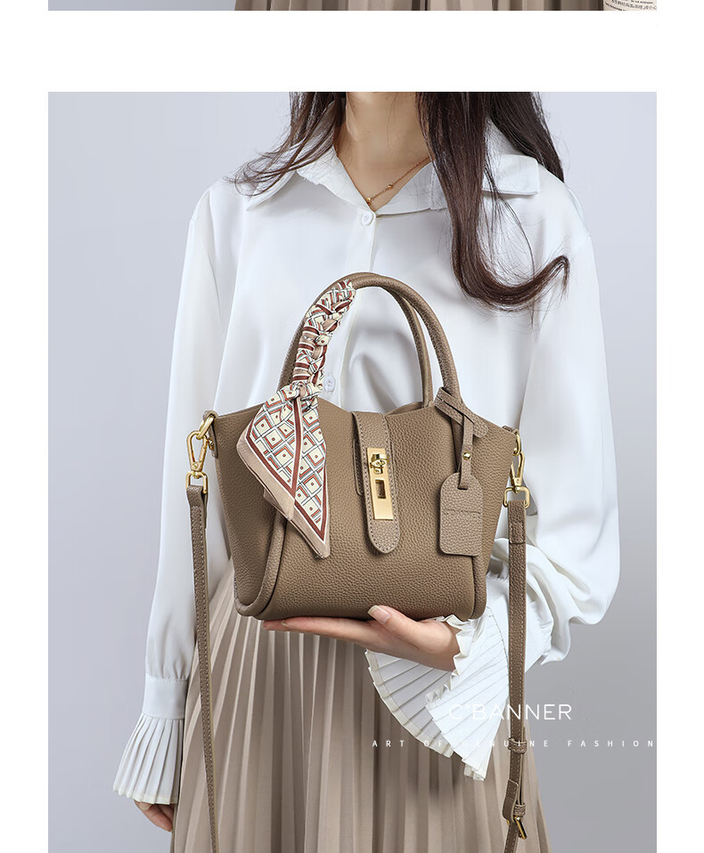C.BANNER First Layer Cowhide Women's Handbag Tote Shoulder Bag Luxury Crossbody Birthday Qixi Valentine's Day Gift for Girlfriend 4