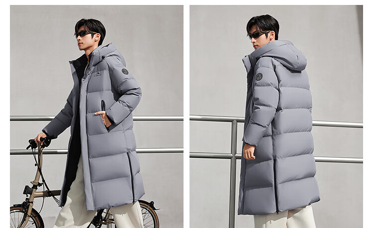 BOSIDENG 25th Anniversary Couples' Extra Long Over-the-Knee Thickened Hooded Down Puffer Coat Same Style as Theater Big Quilt Jacket 3