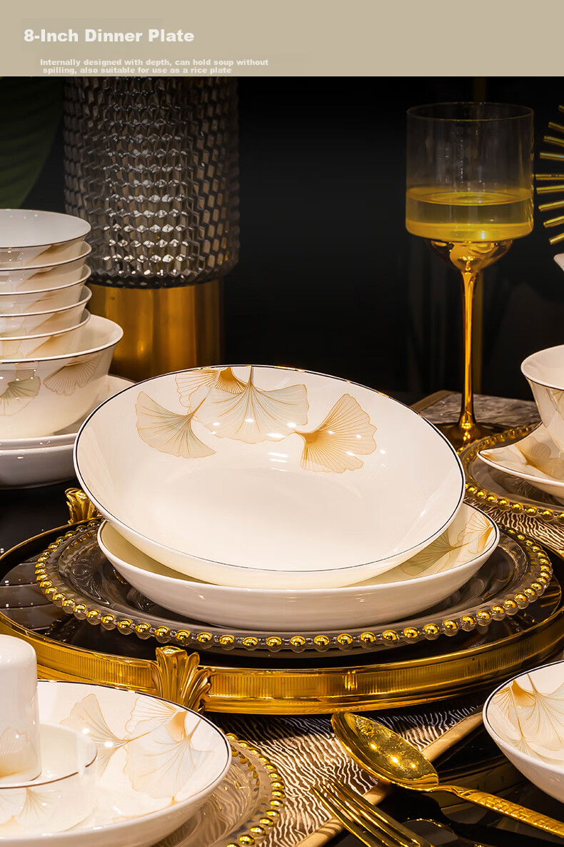 Haoya 82-Piece Bowl And Plate Set, Chinese Jingdezhen Tableware Set, Bowls And Plates for Housewarming, Wedding Gifts, And Celebrating Happiness 6