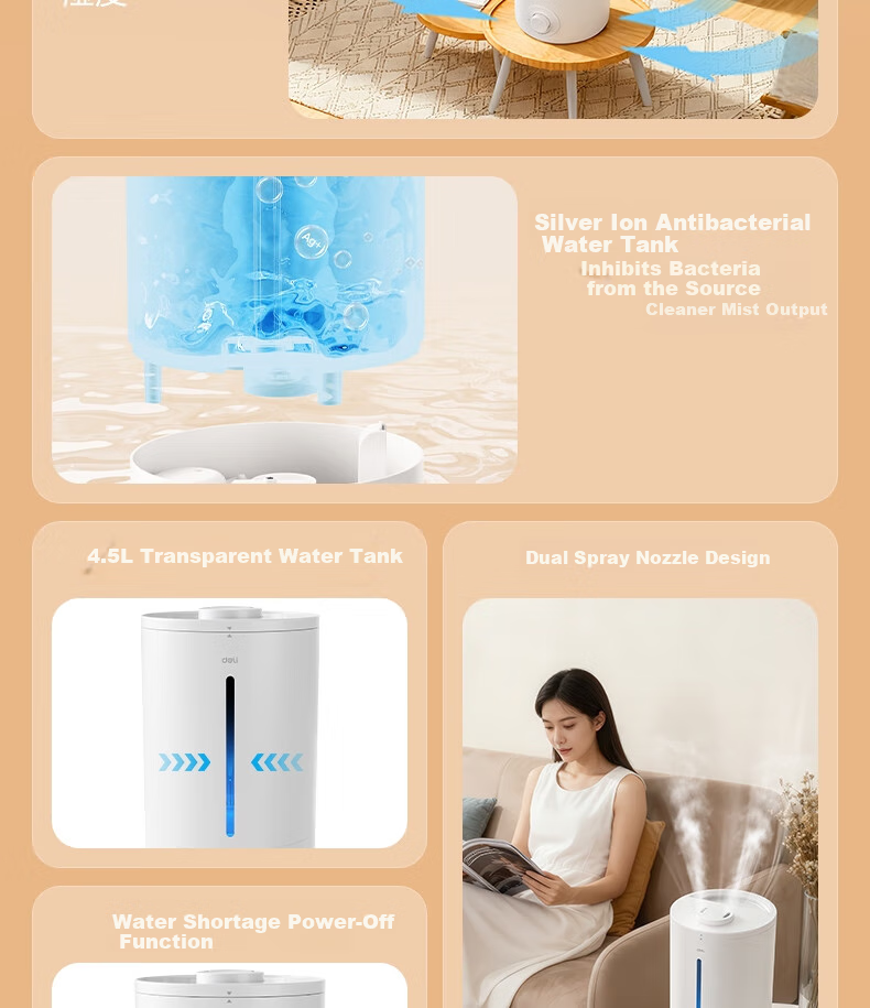 Deli Air Humidifier for Home Bedroom, High Mist Output Water Replenisher, Dorm Quiet UV-C Sterilizing Spray Device, Office Desk Nebulizer, Birthday And Holiday Gift 2