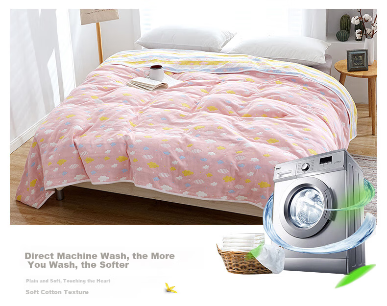 Hengyuanxiang Pure Cotton Gauze Towel Blanket, Six-Layer Thickened Blanket, Single Person Summer Cool Air Conditioning Thin Blanket, Nap Blanket, 150*200cm 11