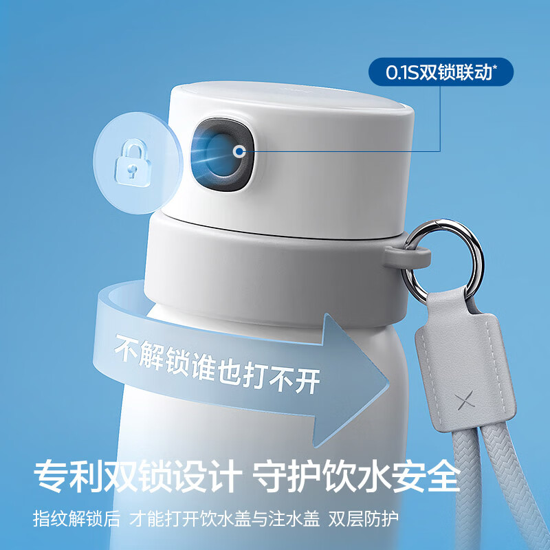 AVENT Philips Fingerprint Unlock Thermos Cup Straw Water Bottle for Children Students Kindergarten Primary School JD Self-operated
