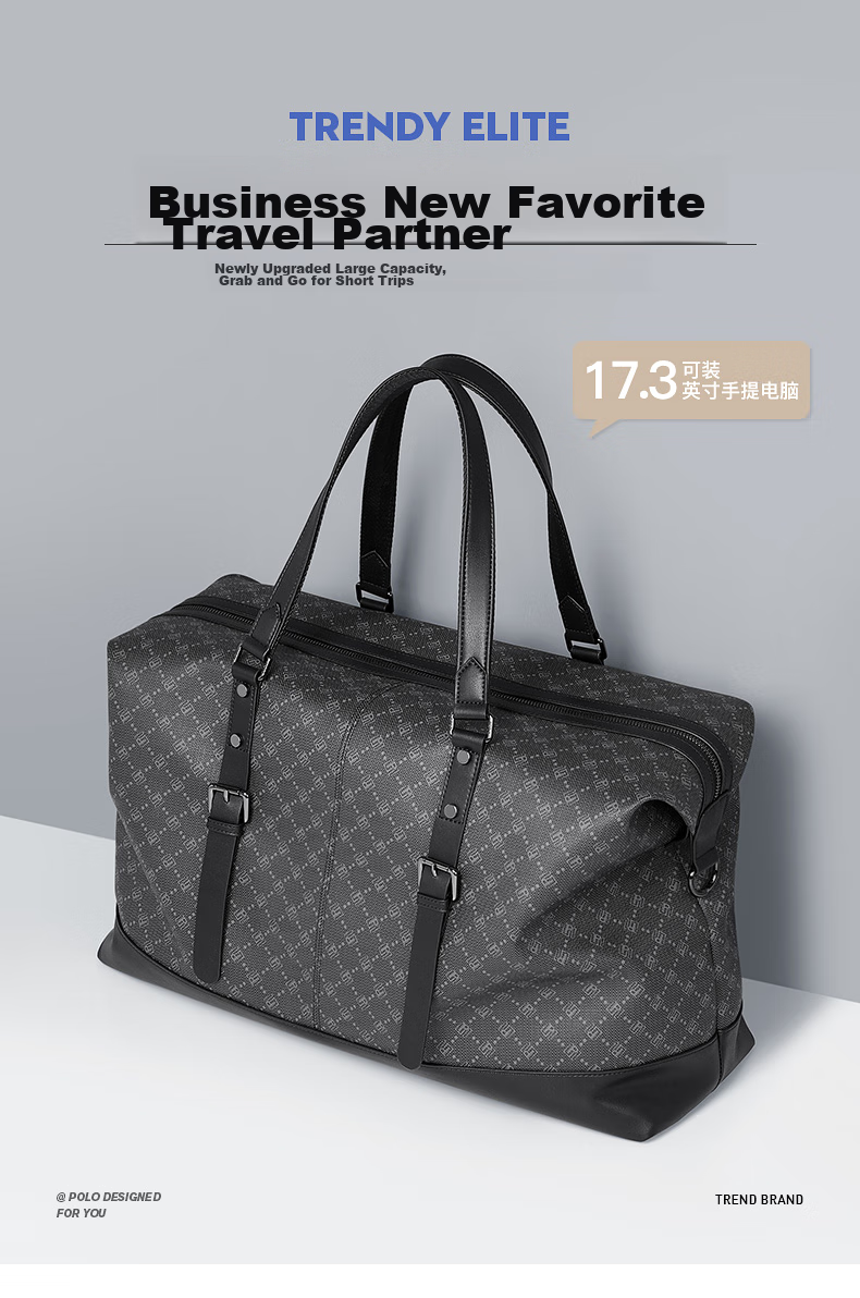 POLO Travel Bag, Men's Handbag, Luggage Bag, Gym Bag, Business Trip Large Capacity Suitcase, Storage Bag, Black 1