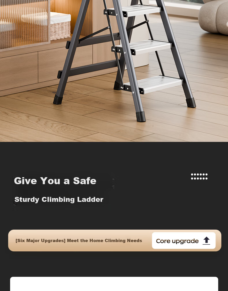 Cenggao Household Folding Ladder with Handrail, Indoor A-Frame Ladder, Best-Selling Aluminum Alloy Step Ladder in Chinese Red, Four Steps 2