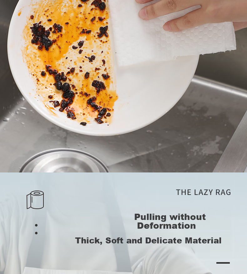 Tinghao Disposable Cleaning Cloths, 200 Sheets Per Roll, 4 Rolls, Thickened Kitchen Dishwashing Cloths, Cleaning Rags, Stain Removal, Absorbent, Wet And Dry Use 7