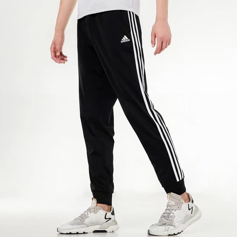 Adidas Men's Breathable Casual Sweatpants Fitness Running Pants Black and White Tapered 3XL 4