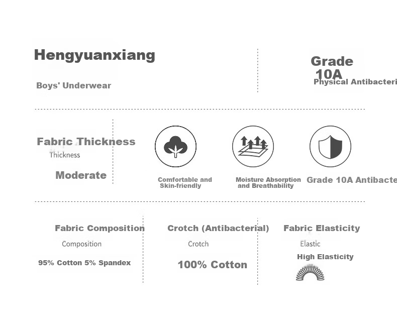 Hengyuanxiang Boys' Pure Cotton Underwear for Puberty, Middle And High School Students, Chubby Kids Boxer Briefs Shorts 10A Antibacterial 2