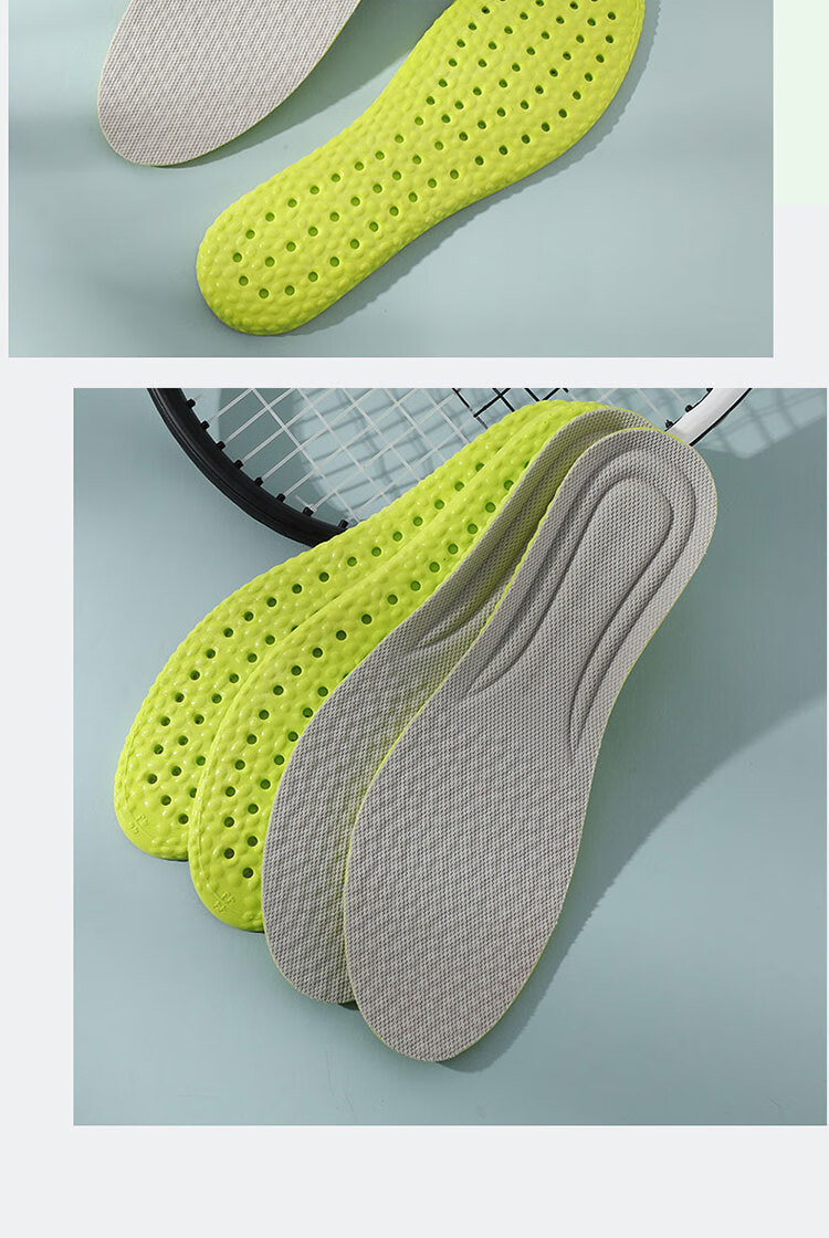 Footprint Tribe 2 Pairs Men's Sports Odor-Resistant Insoles Soft Cushioned Long-Standing Comfort Summer Sweat-Absorbing Breathable Antibacterial Size 43-44 4