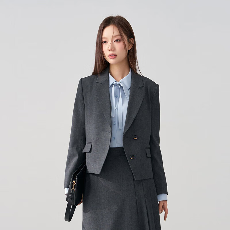 Miss Bird Gray Interview Blazer Women's Professional Commuter Lightweight Small Size Suit Jacket