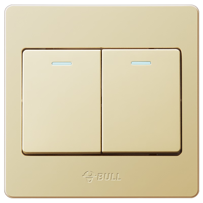 BULL Wall Switch G07 Series, Two-Way Double Control Switch, 86-Type Panel G07K212C(U6), Champagne Gold