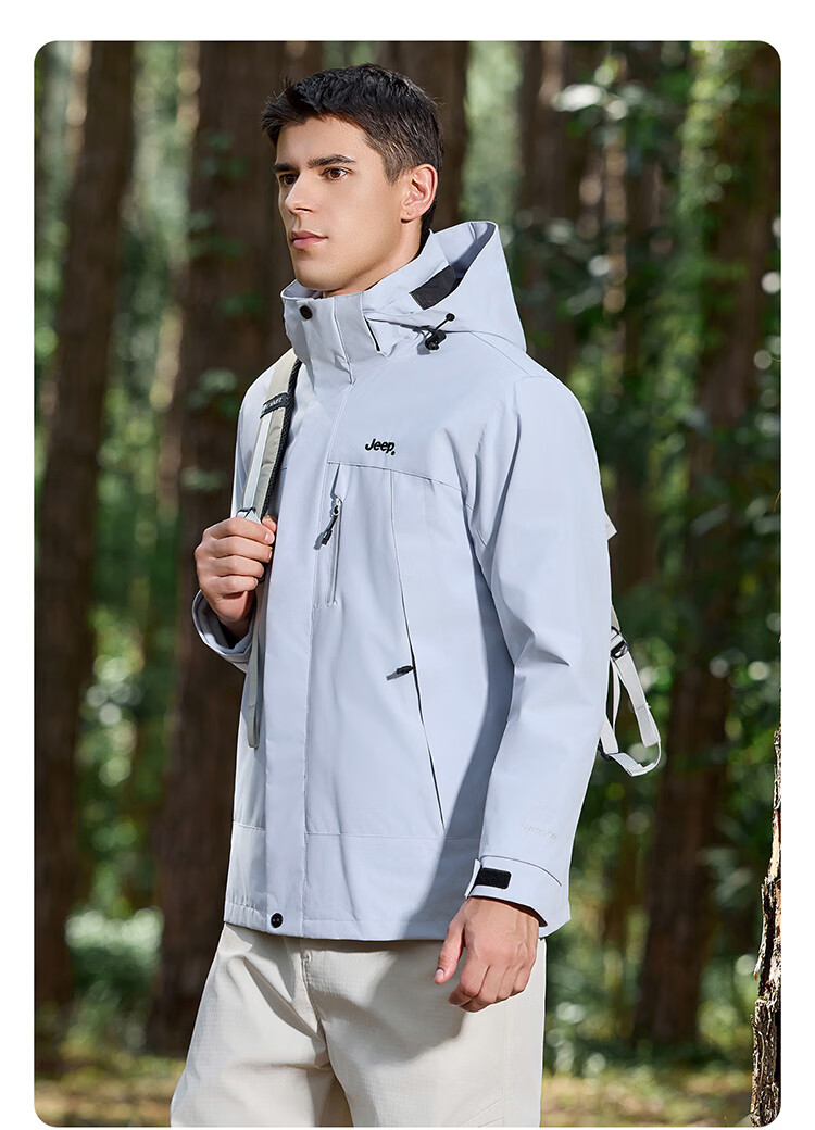 JEEP Men's 3-in-1 Fleece Two-Piece Warm Waterproof Jacket Advanced Black (Fleece) 3XL 20