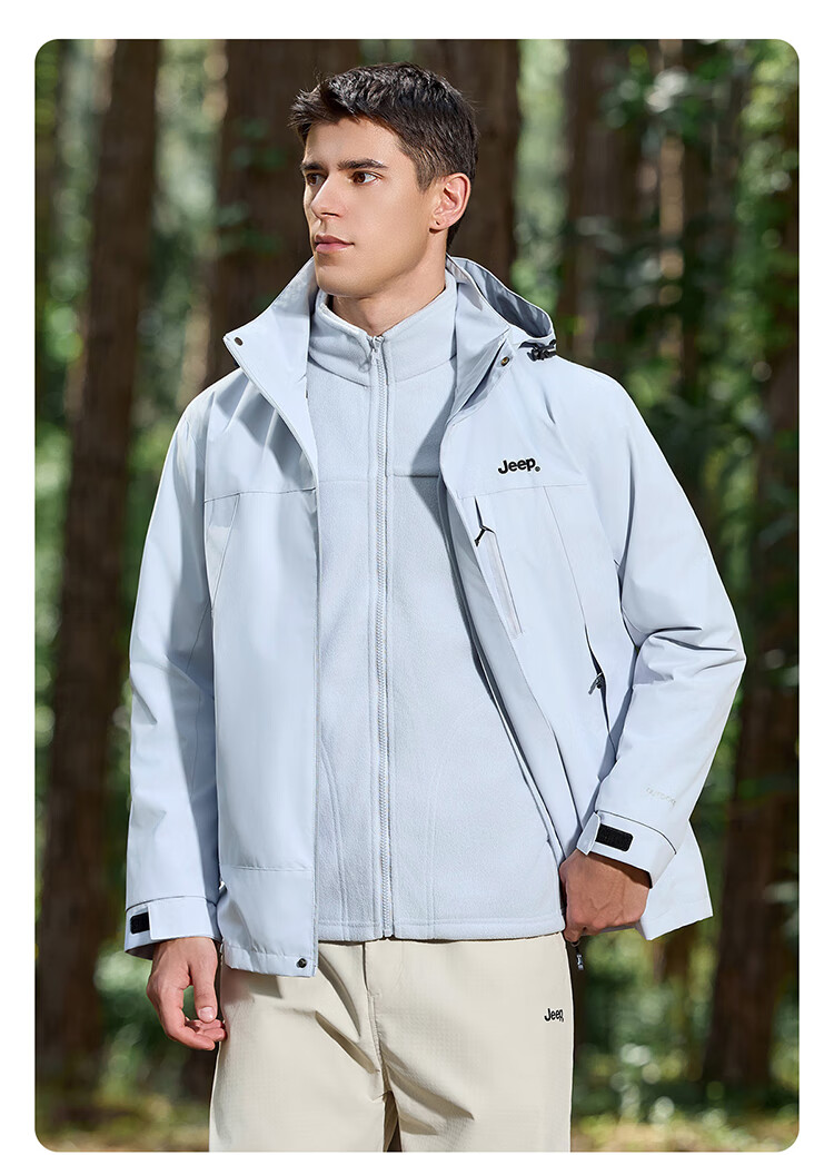 JEEP Men's 3-in-1 Fleece Two-Piece Warm Waterproof Jacket Advanced Black (Fleece) 3XL 22