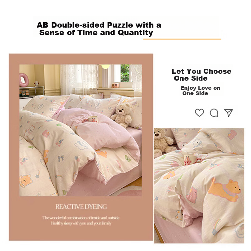 MiiOW 100% Pure Cotton Duvet Cover, Bedding All-Cotton Single Student Dormitory Quilt Cover, Single Piece, 150*200cm