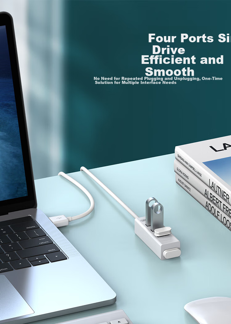 UNITEK USB 3.0 Hub, 4-Port Expansion Dock with Type-C Power Port, for Laptops And Desktop Computers, One-To Adapter for Keyboard, Mouse, USB Drive, 0.3 Meters 3