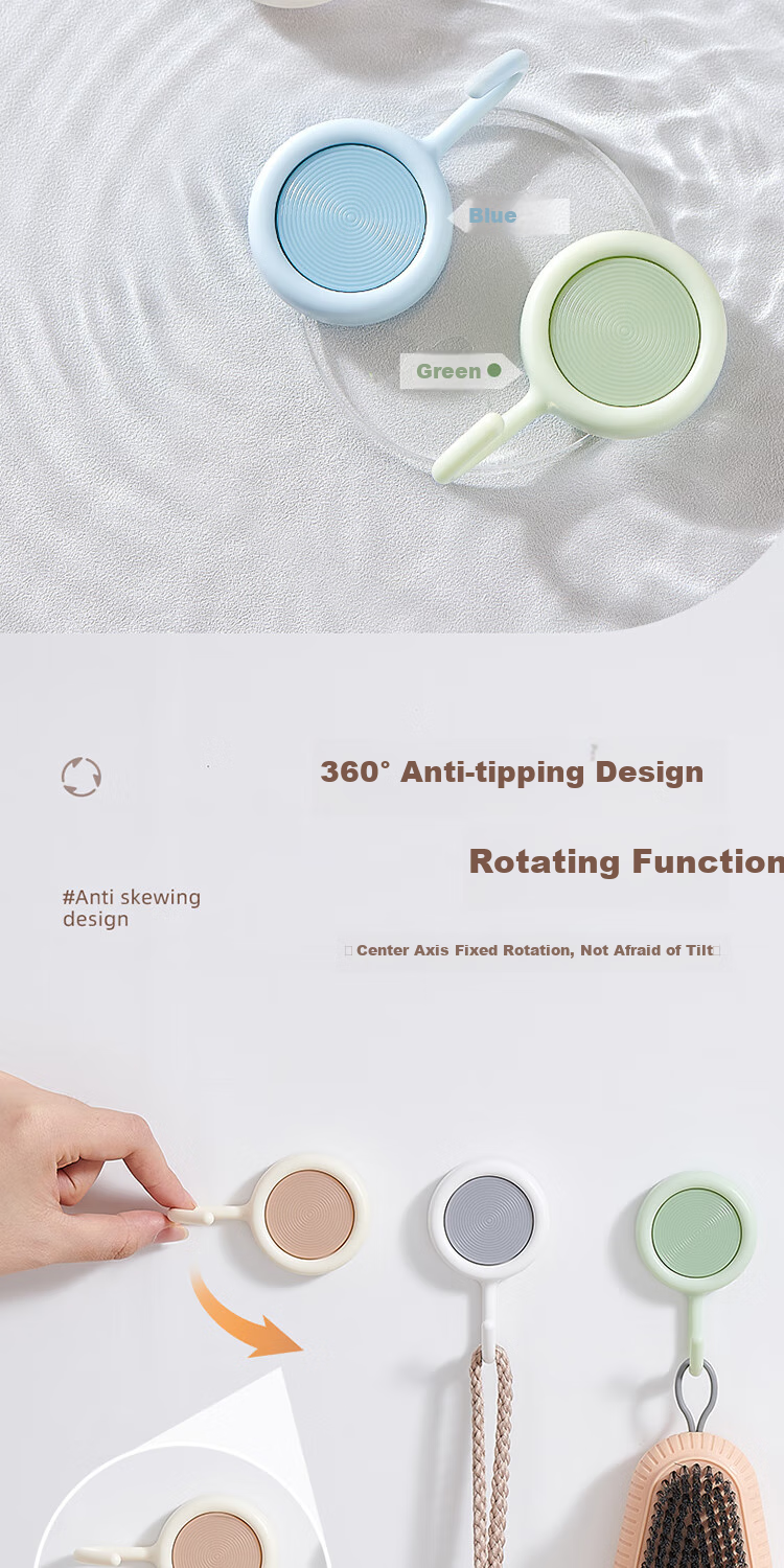 Ecoco Rotating Hook, No Drilling Required, Adhesive for Wall, Bathroom And Kitchen, Traceless, 360° Rotation, High Load Capacity 2