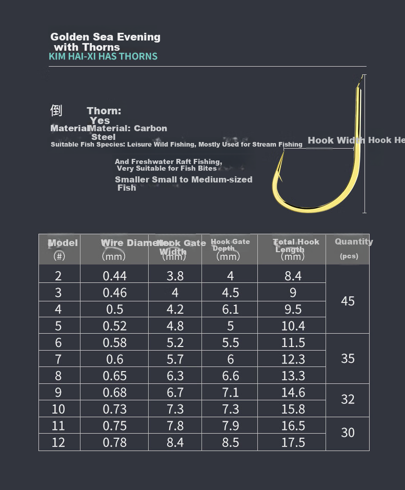 Diaoyuwang Jinhai Xi Fish Hook, Large Hook, Loose Flat Thin Reinforced Barbed Hook for Silver Carp And Bighead Carp, New Guandong High Carbon Fishing Hook 13