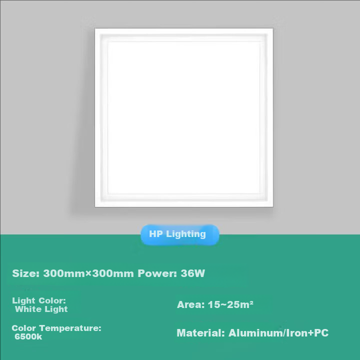Huipujinggong LED Ceiling Light, Integrated Suspended Ceiling Light, Panel Light, Recessed Kitchen And Bathroom Panel Light Fixture, 30*30cm, White Light