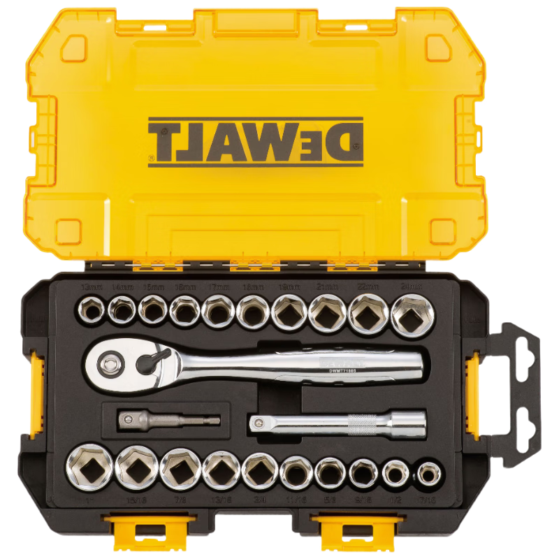 DEWALT 23-Piece 1/2 Inch Metric and SAE Socket Set DWMT73813-23