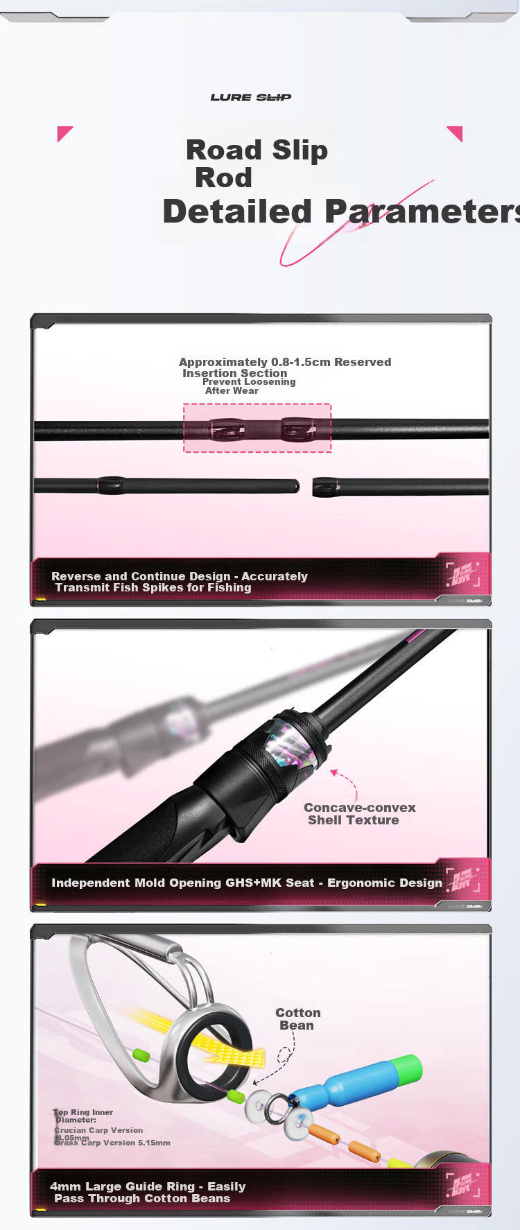 Handing Fishing Rod Set with Full Kit, Specialized for Lure Fishing, Including Large Guide Rings for Long-Distance Casting, 2.44m 11