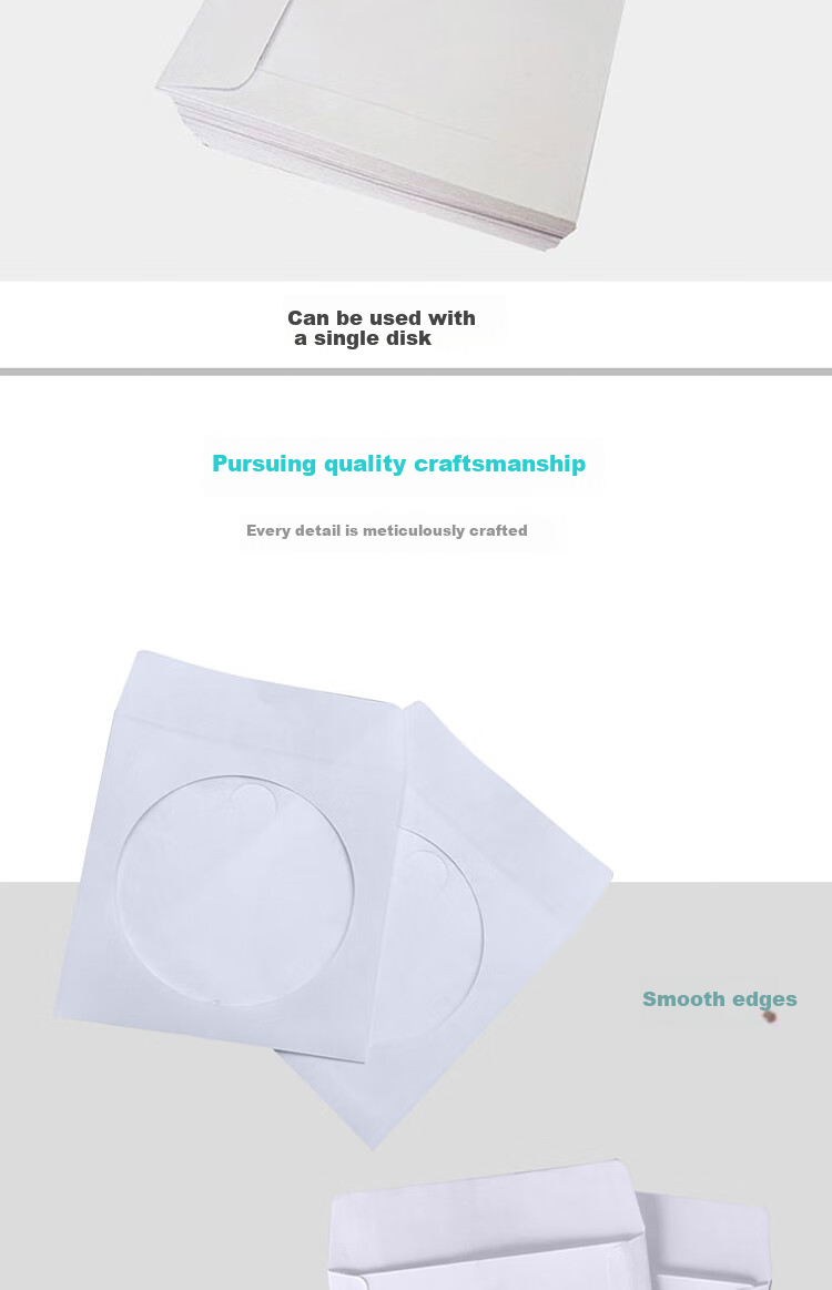 Youbili CD/DVD Storage Pouches, Paper Disc Pouches for CDs And DVDs, 100 Sheets/pack, 9408 4