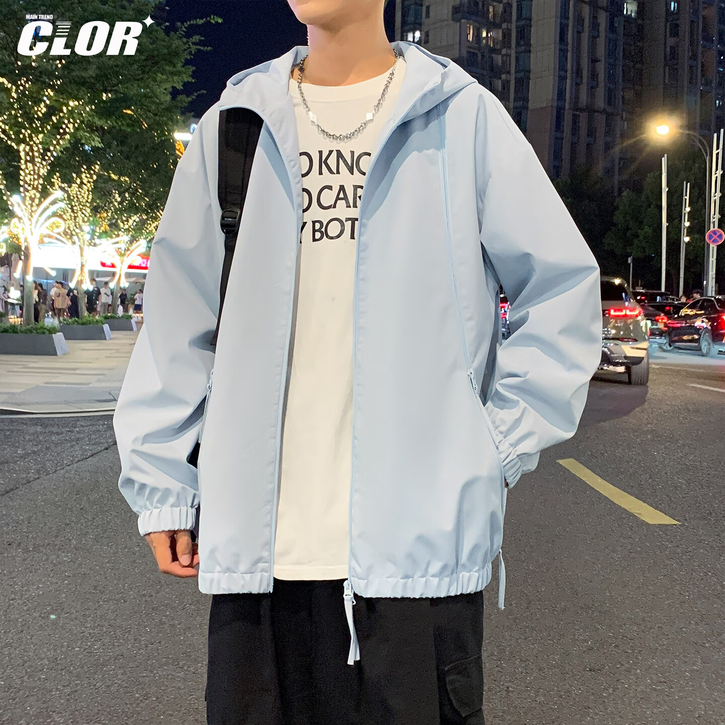 CLOR Men's Autumn Winter Jacket American Style Trendy Cool Windproof Coat JK15 Luminous Blue M