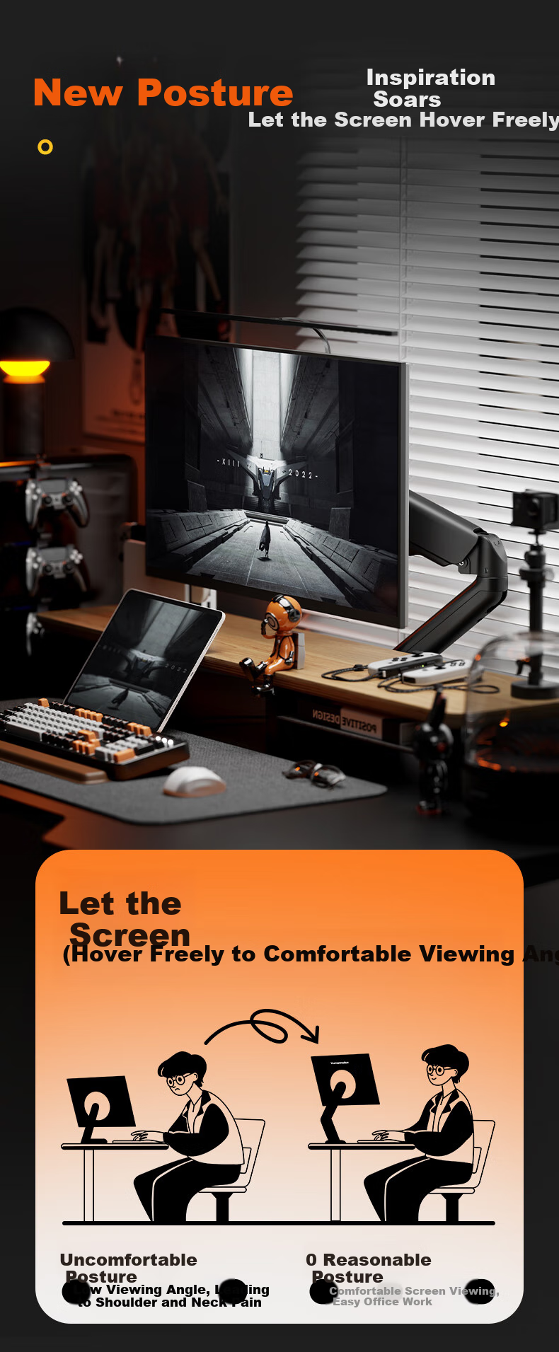 Songneng Monitor Stand, Computer Stand Display Arm, Computer Desk Screen Bracket, Quick Assembly Bracket, Monitor Riser, Compatible with Zhuowei T630S-1B 3