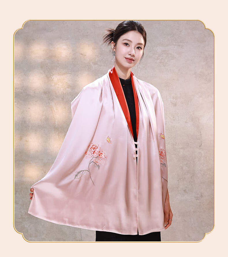 Hangsilk Road Pure Silk Mulberry Silk Scarf [Intangible Cultural Heritage Su Embroidery Pankou] Gift for Elders and Mothers Birthday Women's Day Gold Thread 15