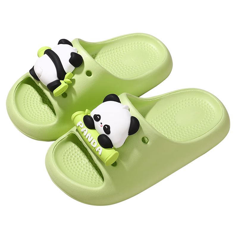 TUDOUWU Children's Slippers for Older Kids, Indoor And Outdoor Non-Slip Soft Sole Sandals, Panda Green, Size 190