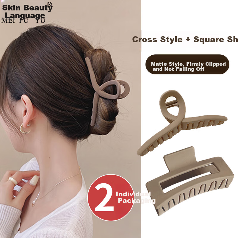 Meifuyu Curved Abalone Hair Claw Tortoiseshell Straight Duckbill Hair Clip Flat Bun Hairpin MF8292