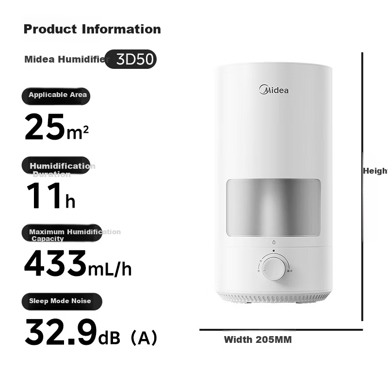 Midea [Zinc Ion Antibacterial] Air Humidifier, Large Capacity, for Home Bedroom, Pregnant Women, Infants And Toddlers, Quiet, Small Portable, for Dormitory, Office Desk, Birthday Gift, SC-3D50