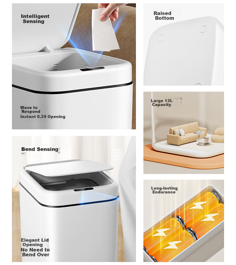Wuyuehua Smart Sensor Trash Can, 13L Large Capacity, Battery-Powered, for Home Use in Bathroom, Living Room And Kitche 3