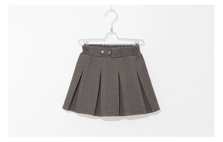 LUOBOBEIBEI Girls' Pleated Skirt, 2024 Autumn And Winter Korean Style Children's Preppy Style Girls' Woolen Midi Skirt, Khaki Color, Size 110 7